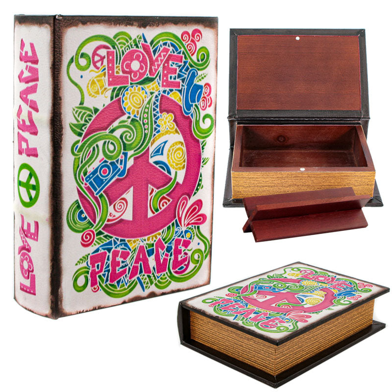 Magic Leaf Wooden Stash Book LOVE & PEACE — retail unit