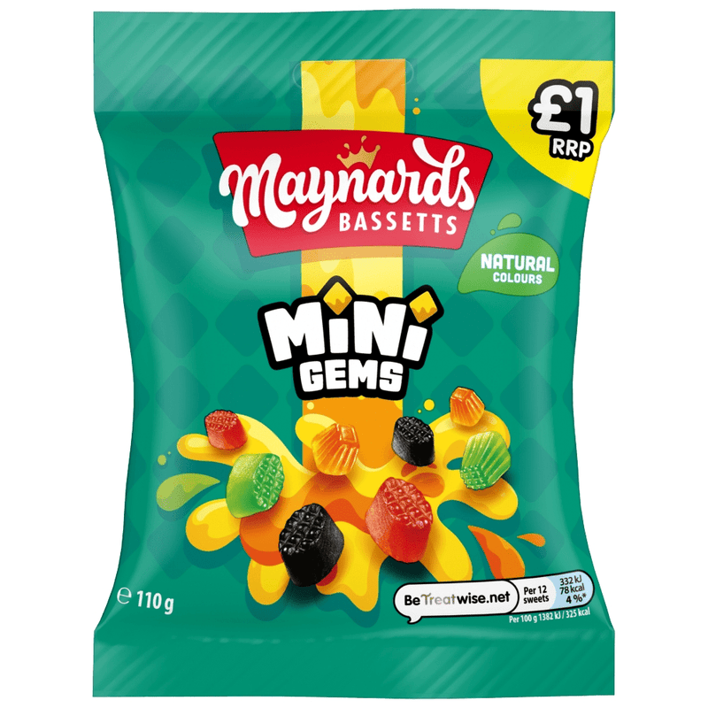Maynards Bassetts Mini Gems 110g bag, £1 price-marked pack