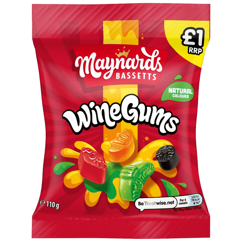 Maynards Bassetts Wine Gums 110g bag, £1 price-marked pack
