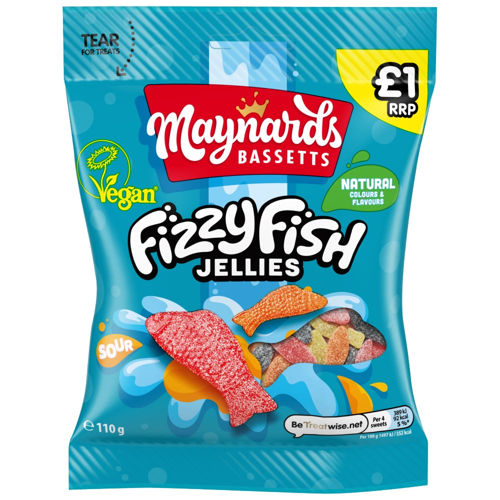 Maynards Bassetts Fizzy Fish 110g £1 price-marked retail bag