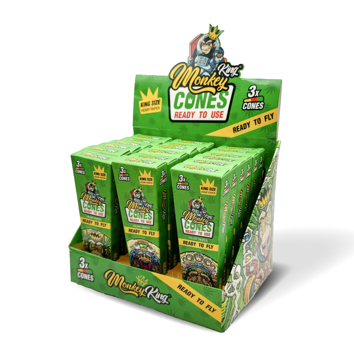 Monkey King Hemp Paper Cones | King Size 3 Pack