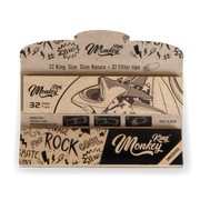 Monkey King Woodpack Unbleached King Size Slim Rolling Papers + Tips