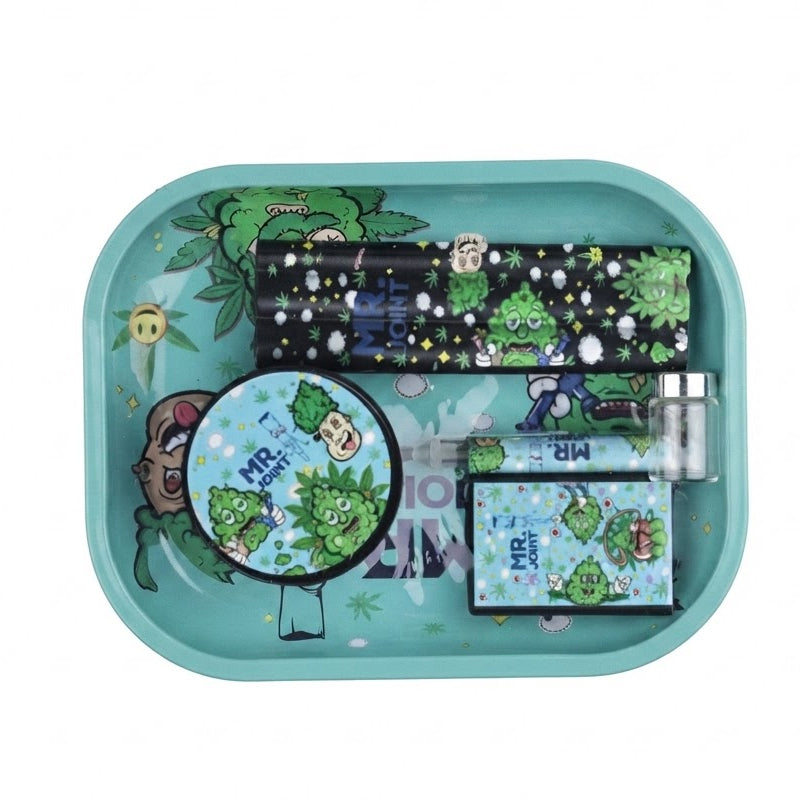 Mr. Joint tray gift set SS-2176 with lighter, metal pipe, grinder and joint holder