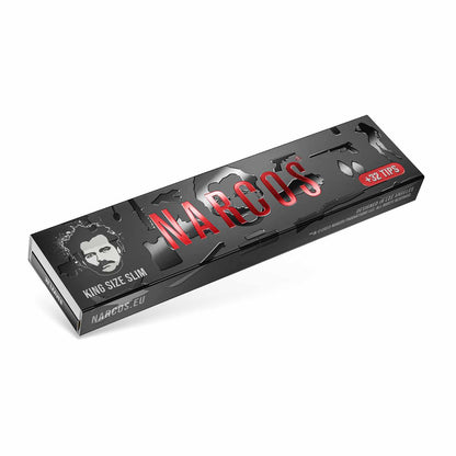 Narcos Limited Edition King Size Slim Papers + Tips retail booklet black design