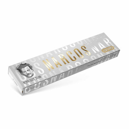 Narcos Limited Edition King Size Slim Papers + Tips retail booklet silver design