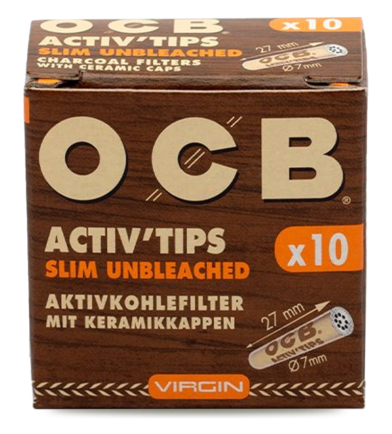 OCB Activ'Tips Slim Unbleached 7mm charcoal filters