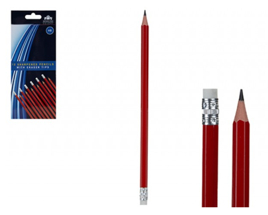 Kensington Sharpened Pencils with Eraser Tips – 12 Pack
