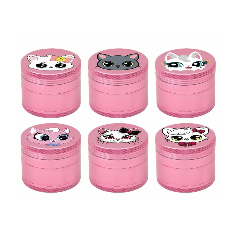 Pink Cartoon Cat Metal Grinder 63mm — assorted designs