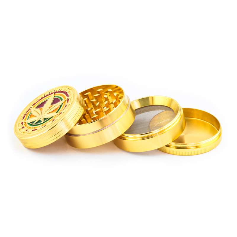 Rasta Leaf Gold 4-Part Metal Grinder 52mm