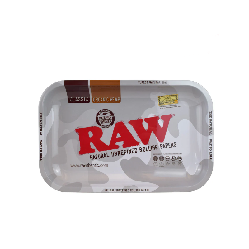 RAW Arctic Camouflage small metal rolling tray, 27.5 × 17.5 cm