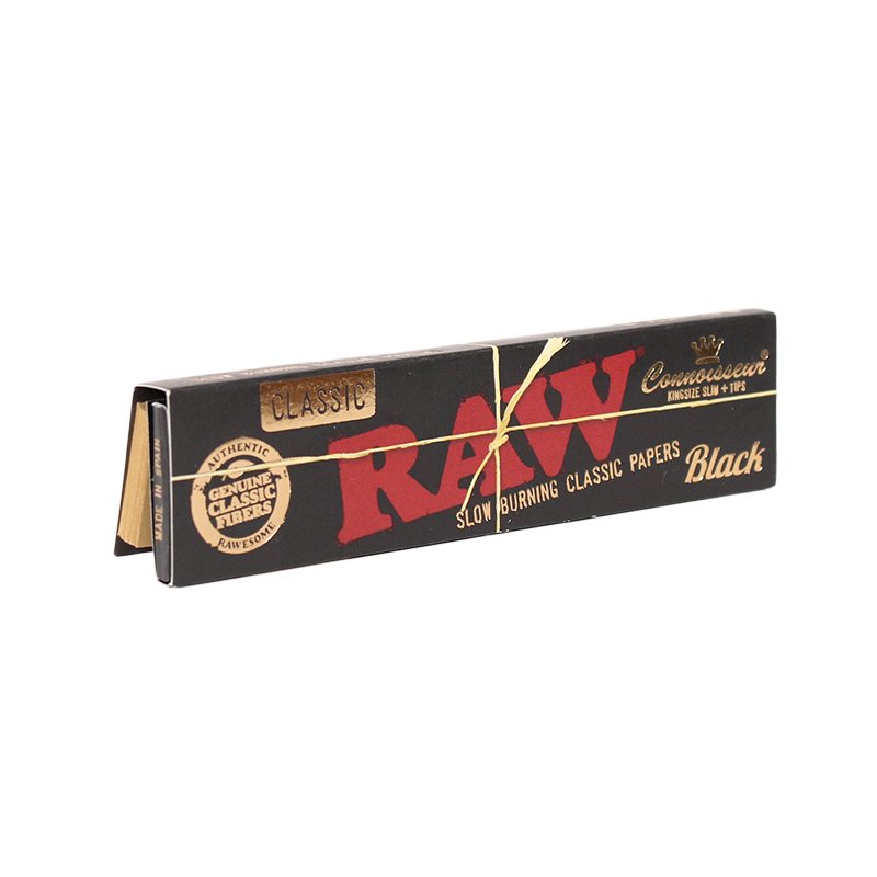 RAW Black Connoisseur King Size Slim Papers + Tips retail booklet