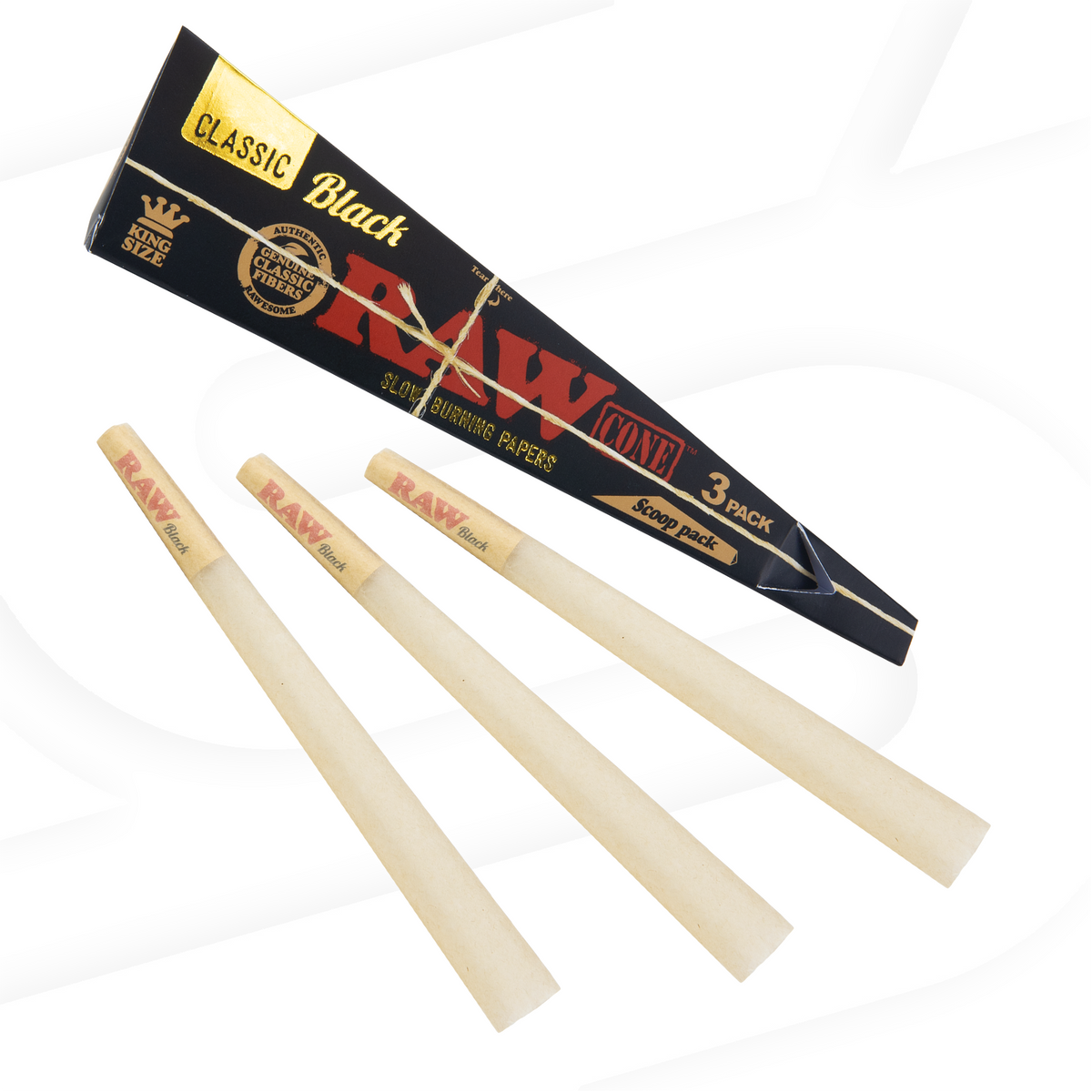RAW Black Pre-Rolled Cones King Size 3 Pack