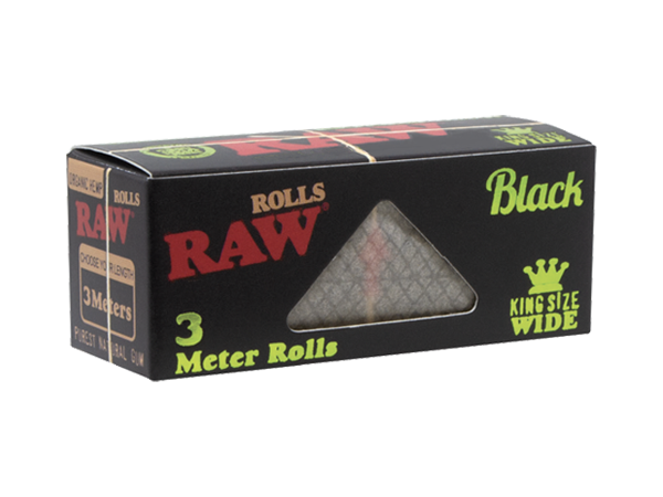 RAW Black Organic Hemp King Size Wide 3 metre rolling paper roll
