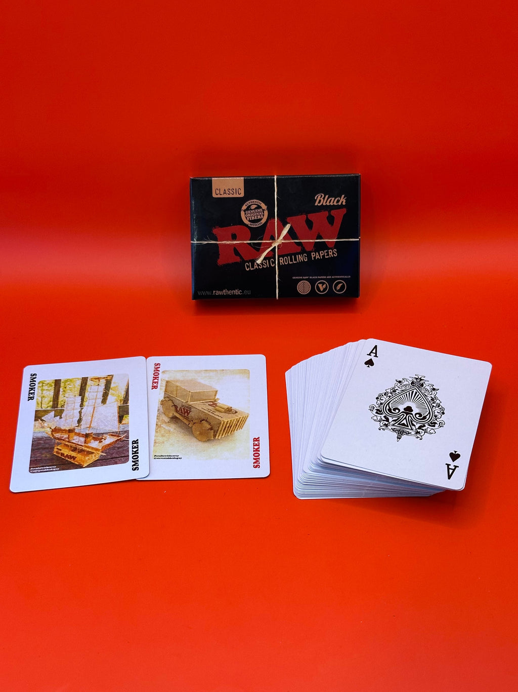 RAW Black Playing Cards open deck