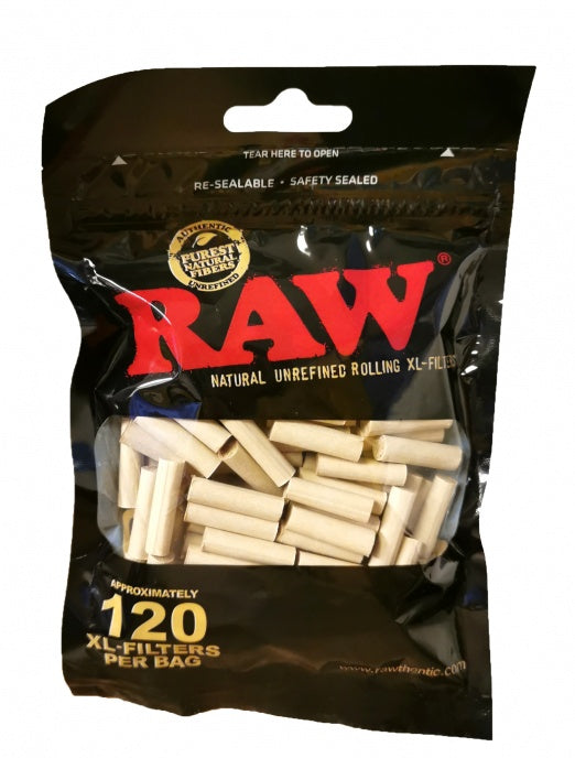 RAW Black XL Filter Tips 6mm × 22mm - 120 Pack