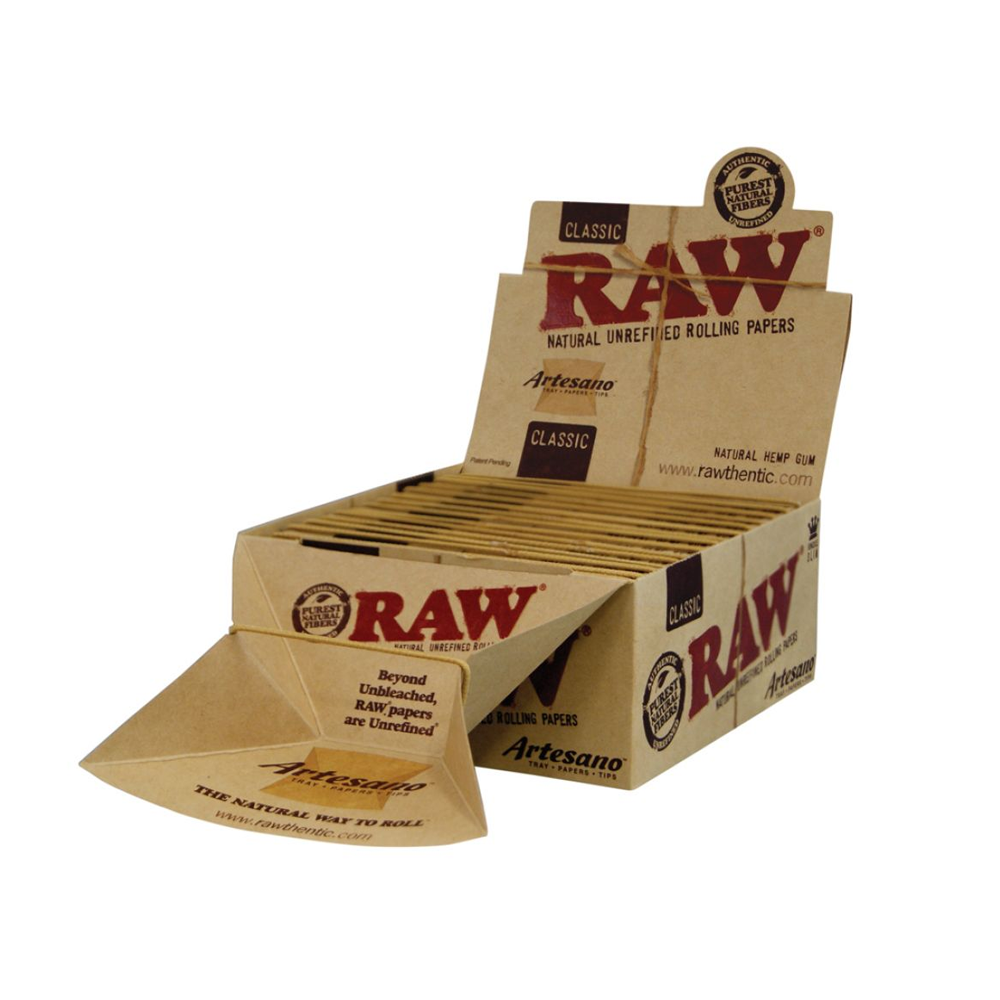 RAW Classic Artesano King Size Slim Rolling Papers, Tips & Tray