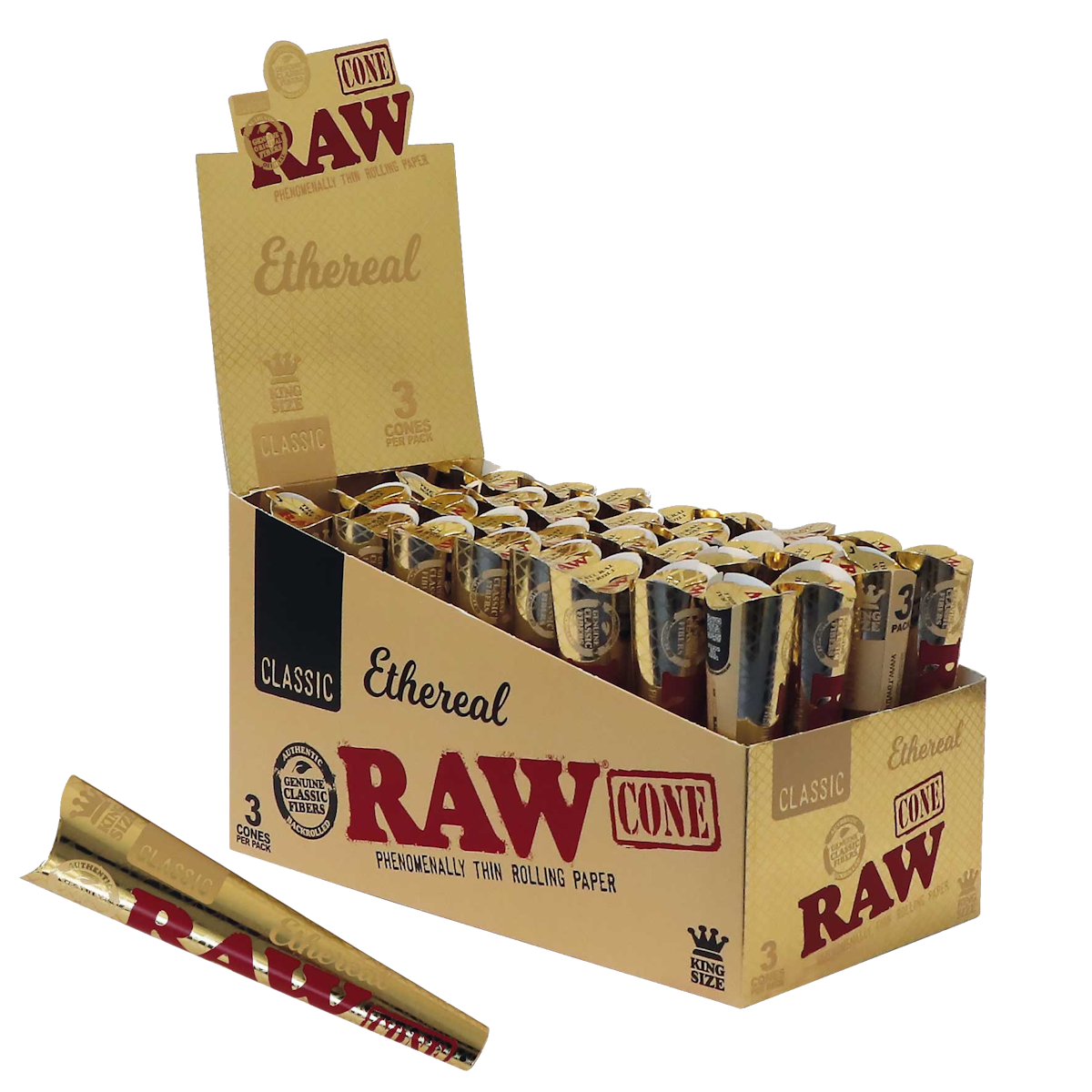 RAW Ethereal Gold King Size Cones 3-Pack