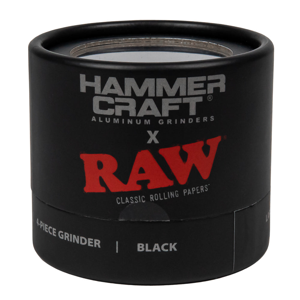 RAW x Hammercraft Large 63.5 mm 4-Piece Aluminium Grinder - Black