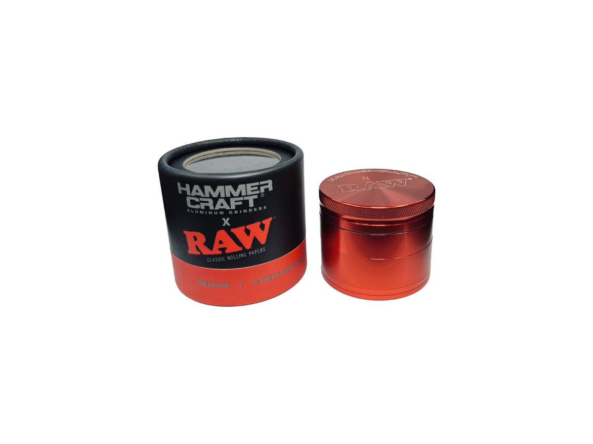 RAW x Hammercraft Medium 55.9 mm 4-Piece Aluminium Grinder - Red