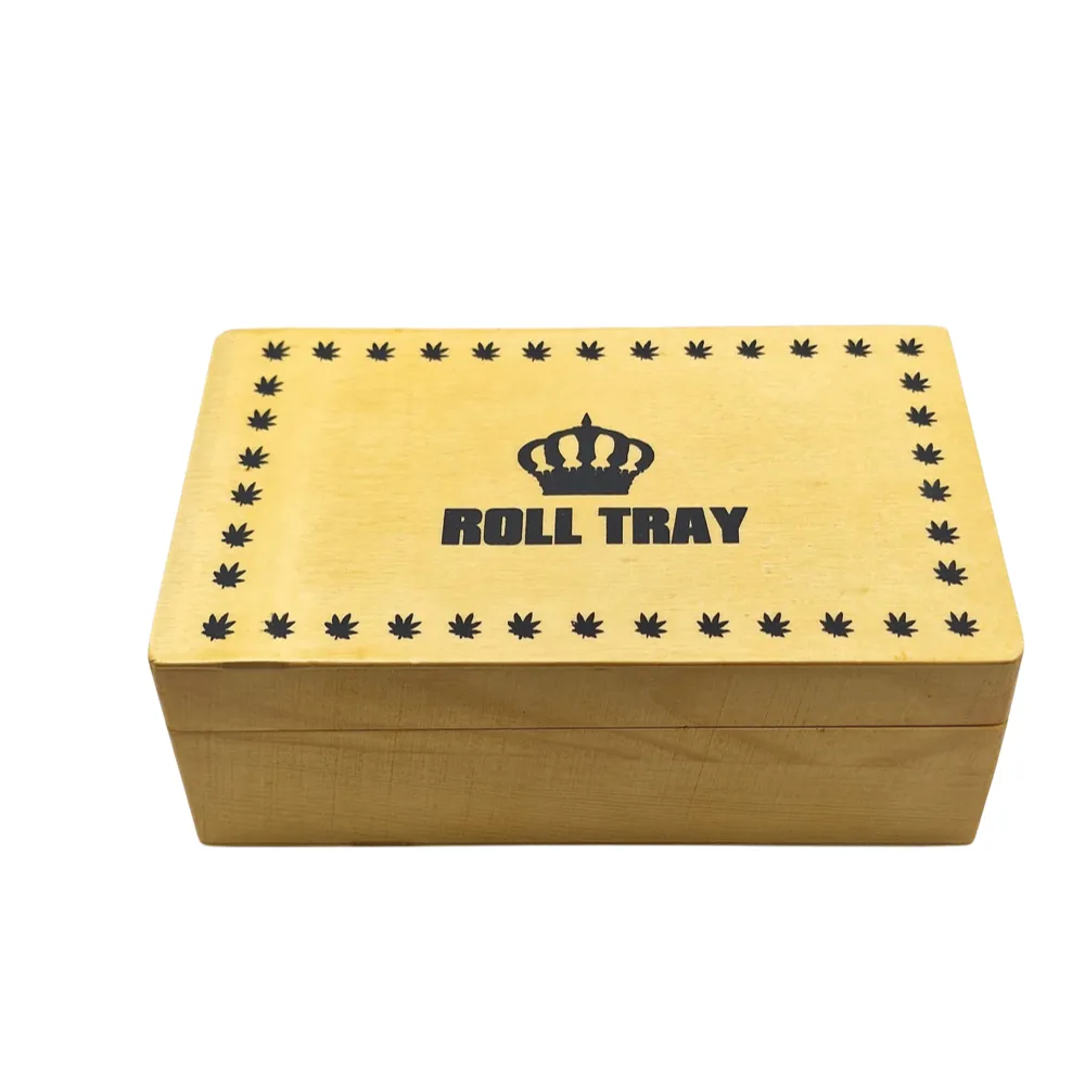 Roll Tray Wooden Storage Box Medium Brown