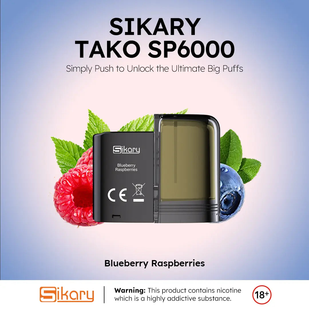 Sikary TAKO SP6000 Blueberry Raspberries prefilled vape kit official image
