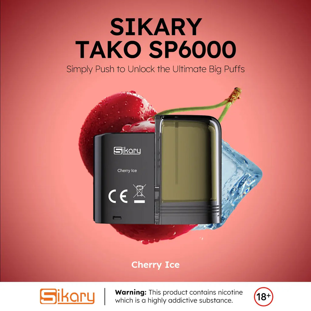 Sikary TAKO SP6000 Cherry Ice prefilled vape kit official image