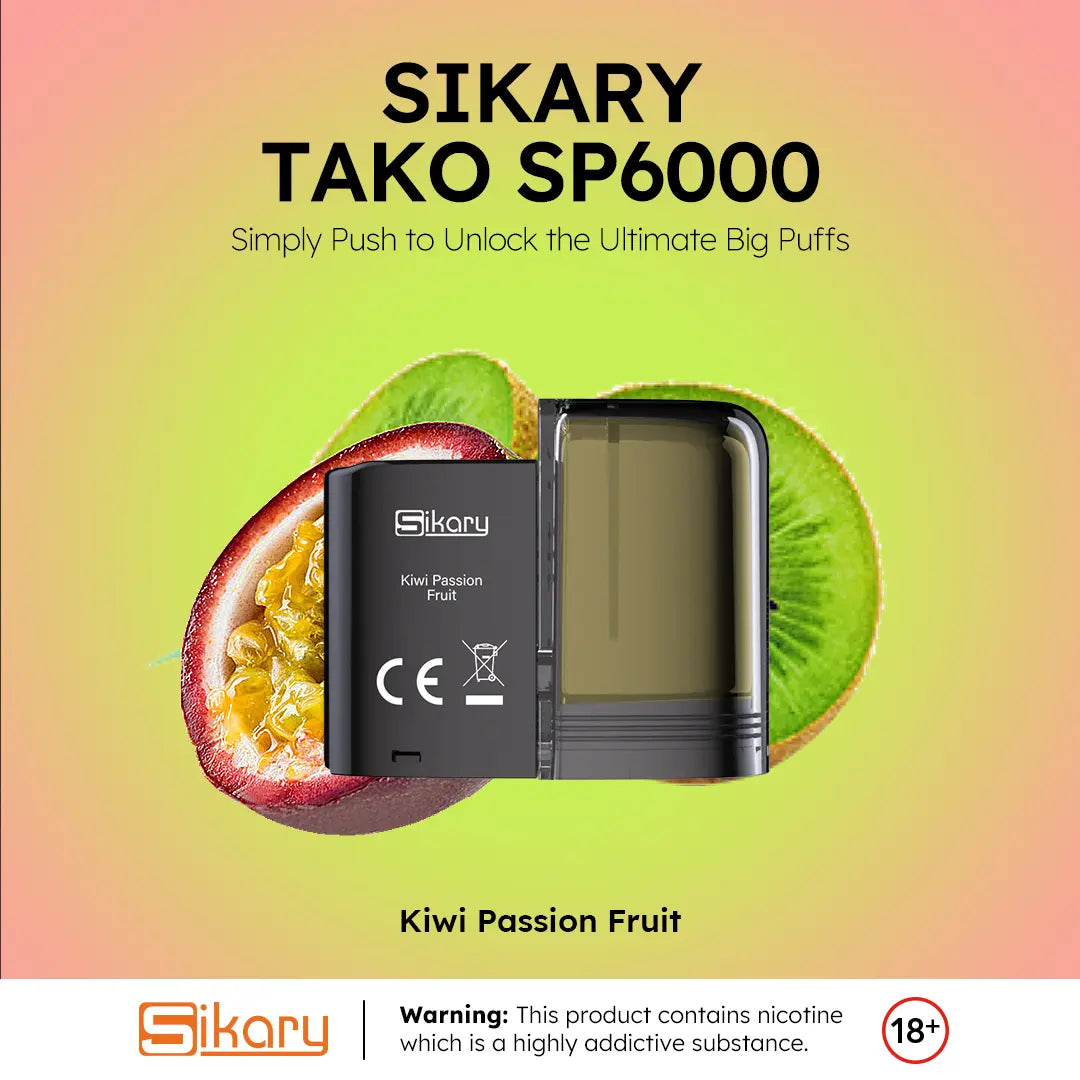 Sikary TAKO SP6000 Kiwi Passion Fruit prefilled vape kit official image