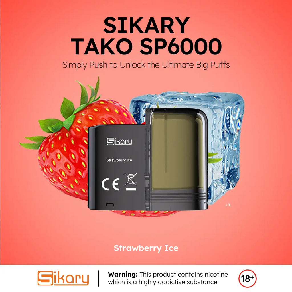 Sikary TAKO SP6000 Strawberry Ice prefilled vape kit official image