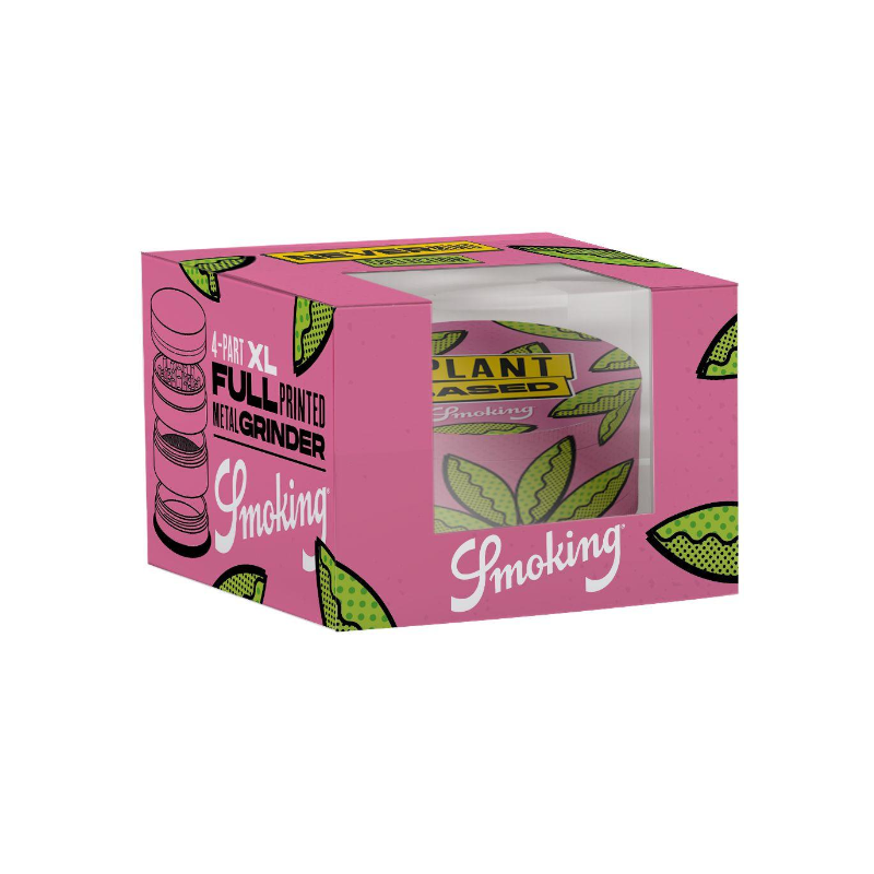 Smoking Plant Based XL 60 mm 4-Part Metal Grinder – Pink/Green