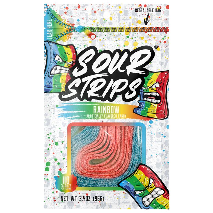 Sour Strips Rainbow Candy 96g retail bag