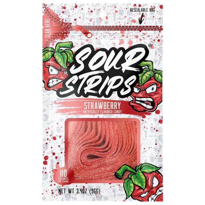 Sour Strips Strawberry 3.4oz/96g retail bag