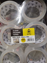 Sparkys Clear Packing Tape 48mm × 66m | 6 Rolls