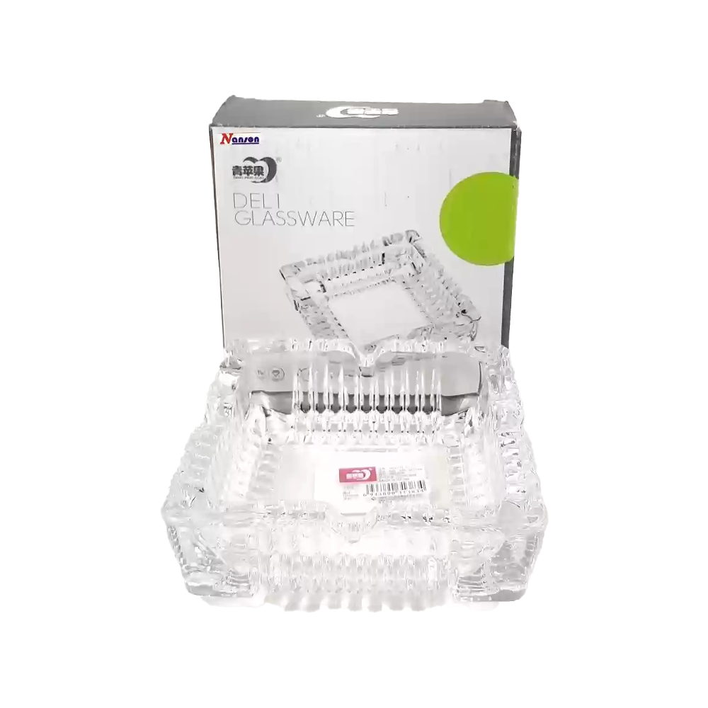 Sparkys Square Crystal Glass Ashtray Small