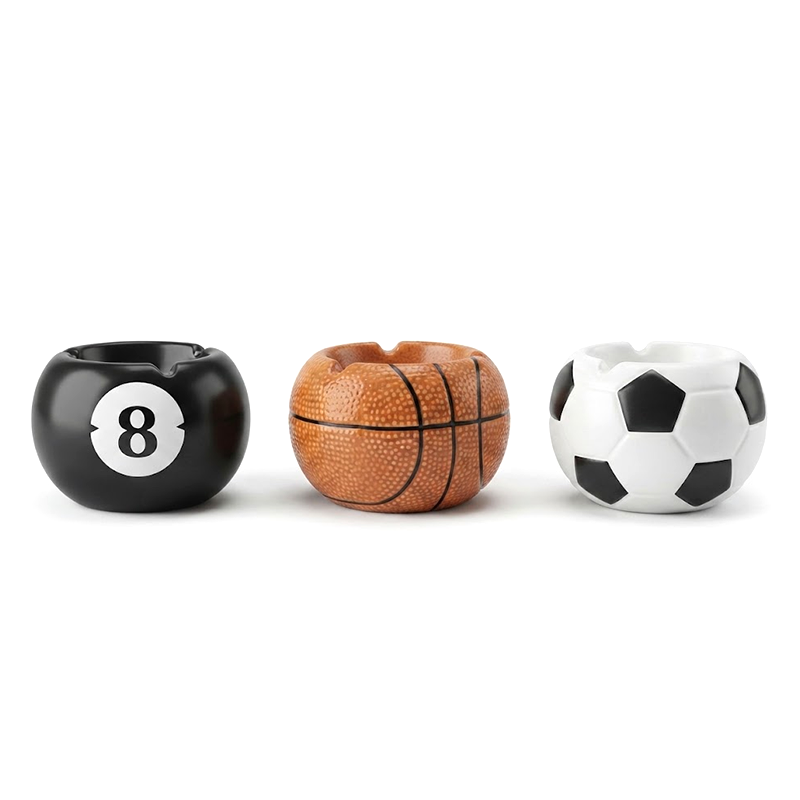 Sports Ball Ceramic Ashtray SS-0925 — assorted billiard, basketball and football designs