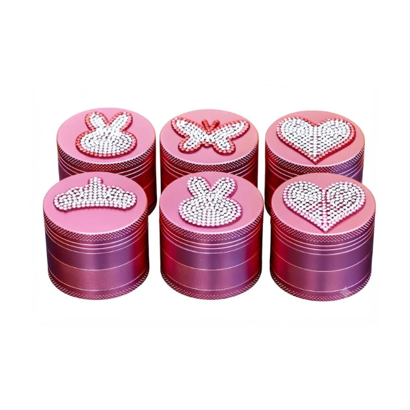 Diamond-Cut Pink Metal Grinder with Rhinestone Top SS-2617 assorted display