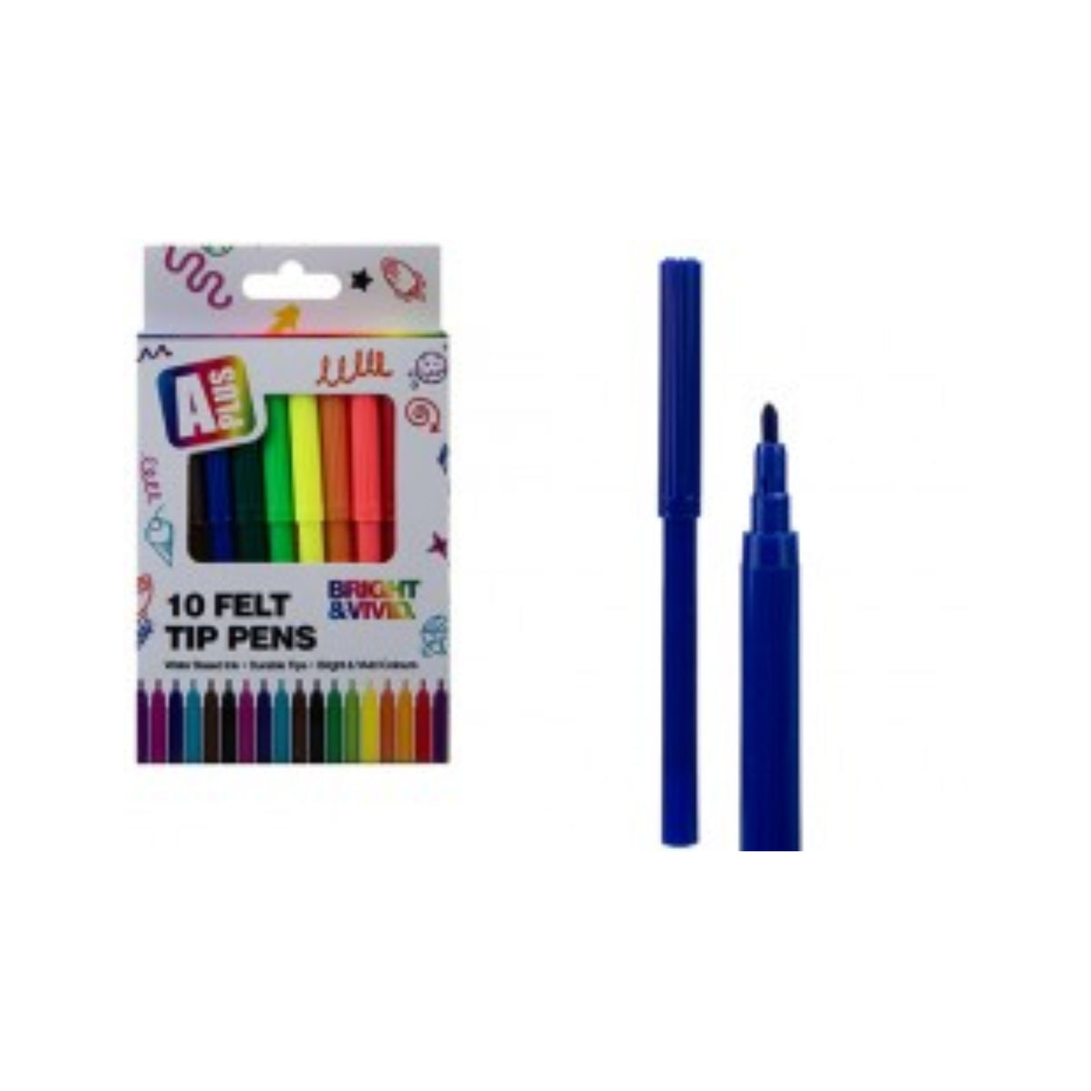 A Plus Colour Felt Tip Pens – 10 Pack