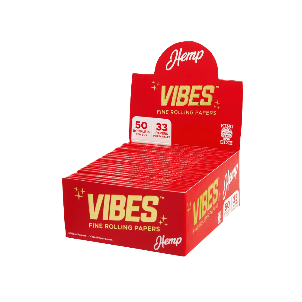 Vibes Red King Size Slim Hemp Rolling Papers