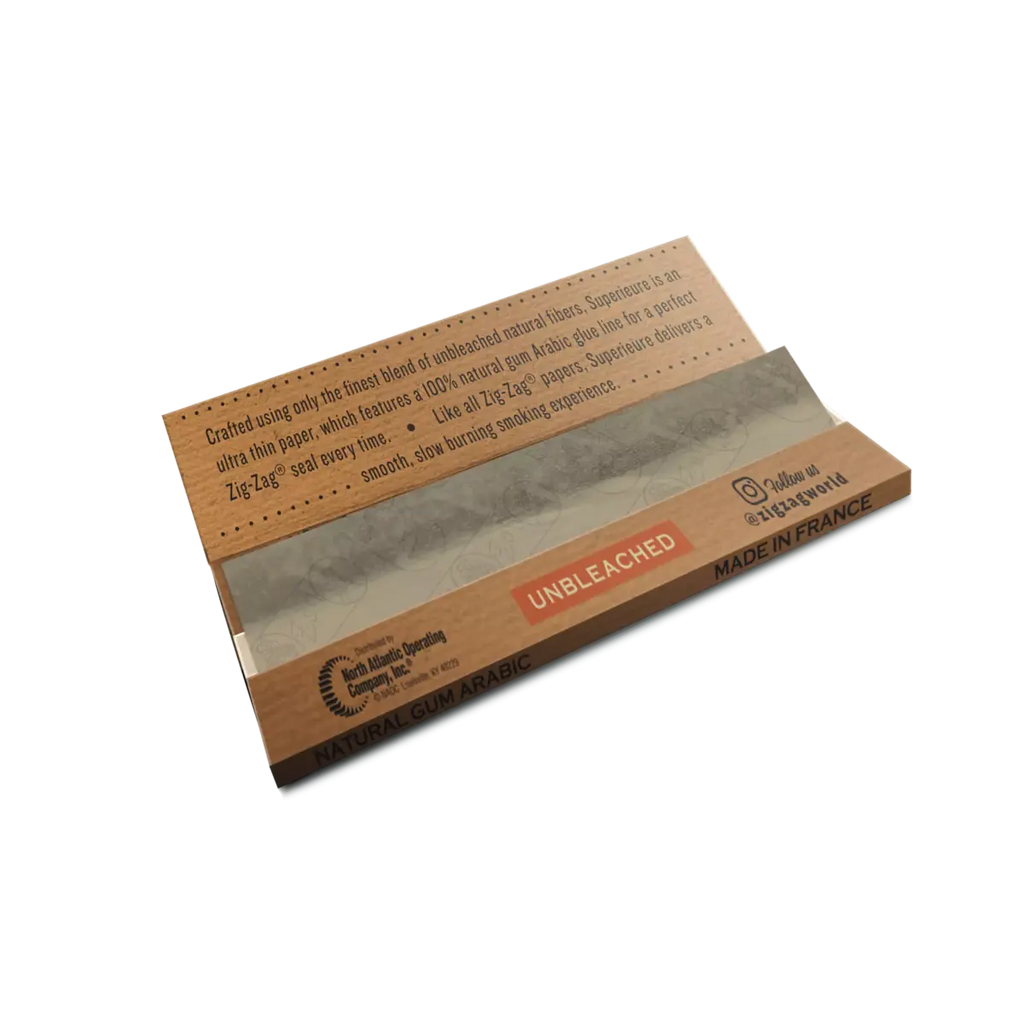Zig-Zag Unbleached King Size Slim Rolling Papers open booklet