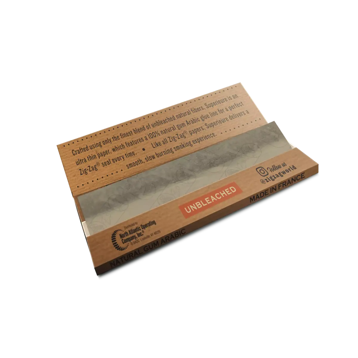 Zig-Zag Unbleached King Size Slim Rolling Papers open booklet